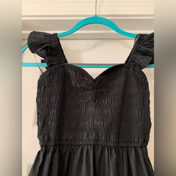 Black Smocked Midi Dress - Picture 5 of 10